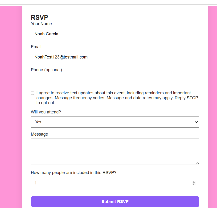 InvitePool RSVP page