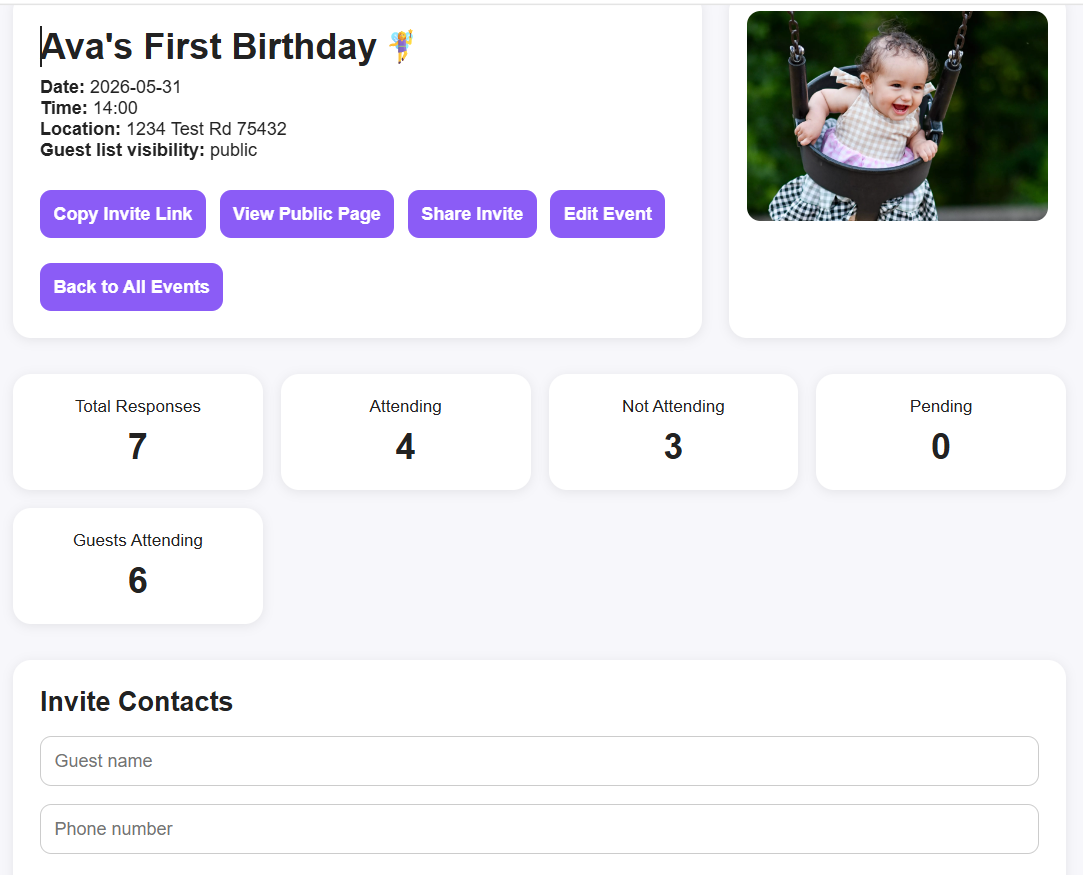 InvitePool host dashboard