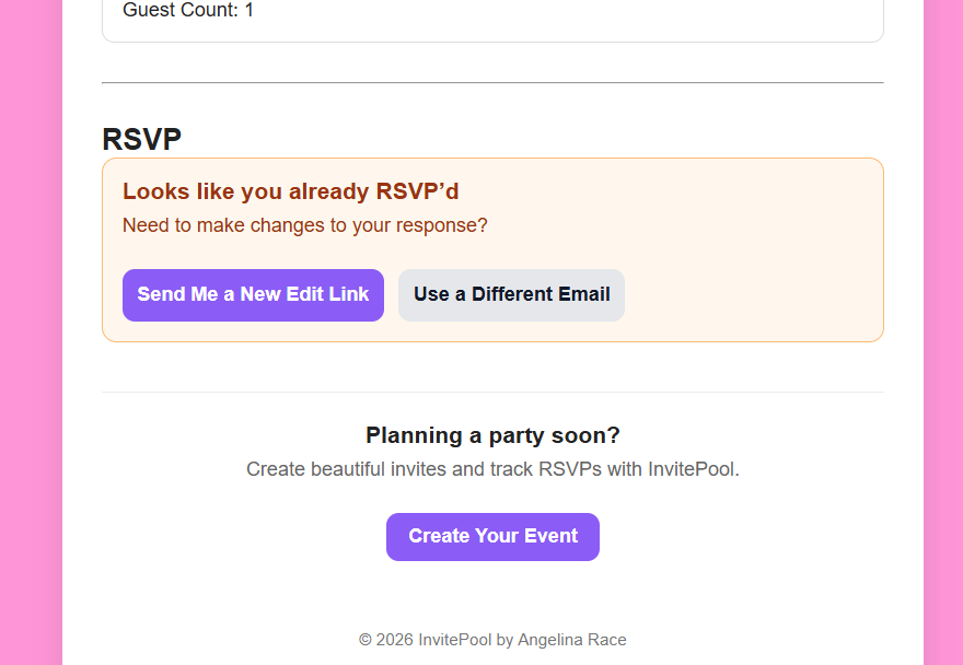 InvitePool duplicate RSVP handling
