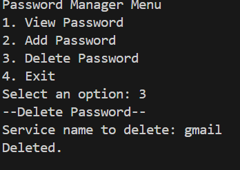 Password manager delete feature