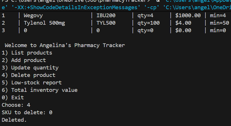 Pharmacy tracker delete feature