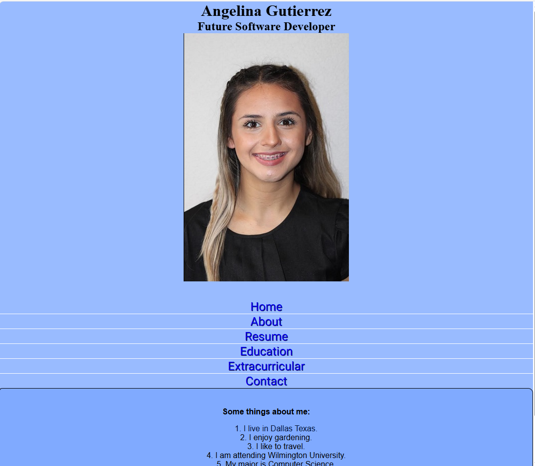 Screenshot of portfolio website