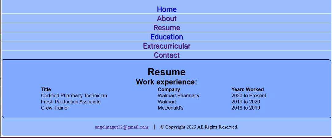 Older version of portfolio website
